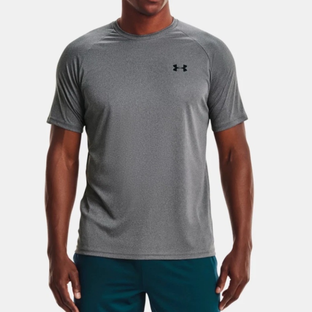 Men's UA Velocity 2.0 T-Shirt Short Sleeve Carbon Heather / Black-090 Size L
